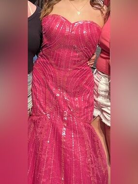 Fuchsia Beaded and sequined Evening Dress - Women
